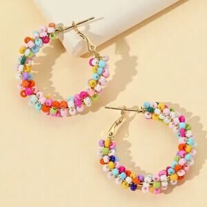 Seed Bead Hoop Earrings